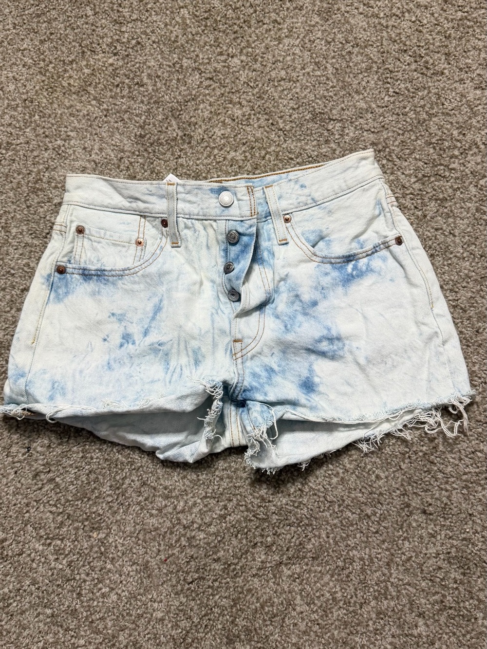 Levi's Light Blue Tie-Dye Denim Cutoff Shorts